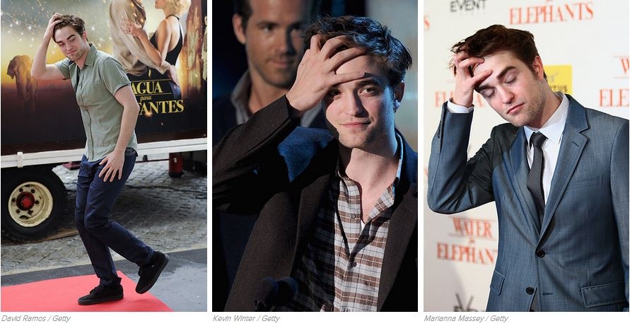 
	
	Robert Pattinson thì luôn tạo kiểu "bối rối" mỗi khi xuất hiện trên thảm đỏ.